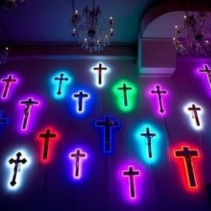 Neon crucifix by Stefan Strumbel