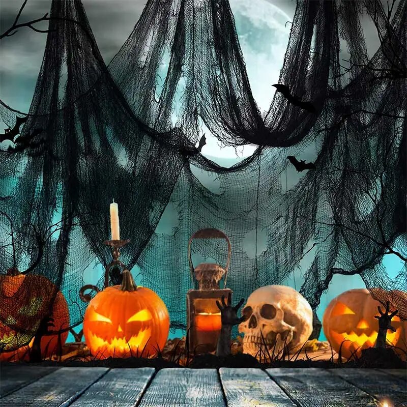 décoration halloween intérieur Filet de gaze noir et blanc pour Halloween,  tissu à grande grille, décoration de porte de maison, filet de fil noir,  décoration de fête d'halloween - AliExpress