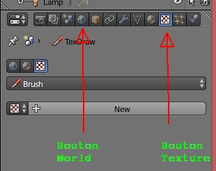 Les boutons World et Texture