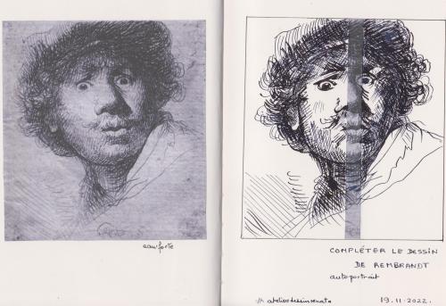 Compléter un dessin de ... Rembrandt, de Greue