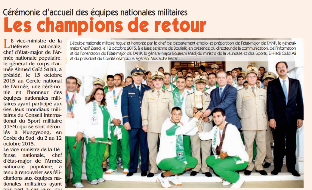29.9.2015 en corée du sud jeux mondiaux militaire EN-Qatar 2-1 avec Abid