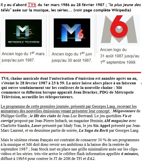 Nostalgiques ? l'arrivée de M6