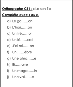 Orthographe CE1 : le son Z (s ou z) (1)