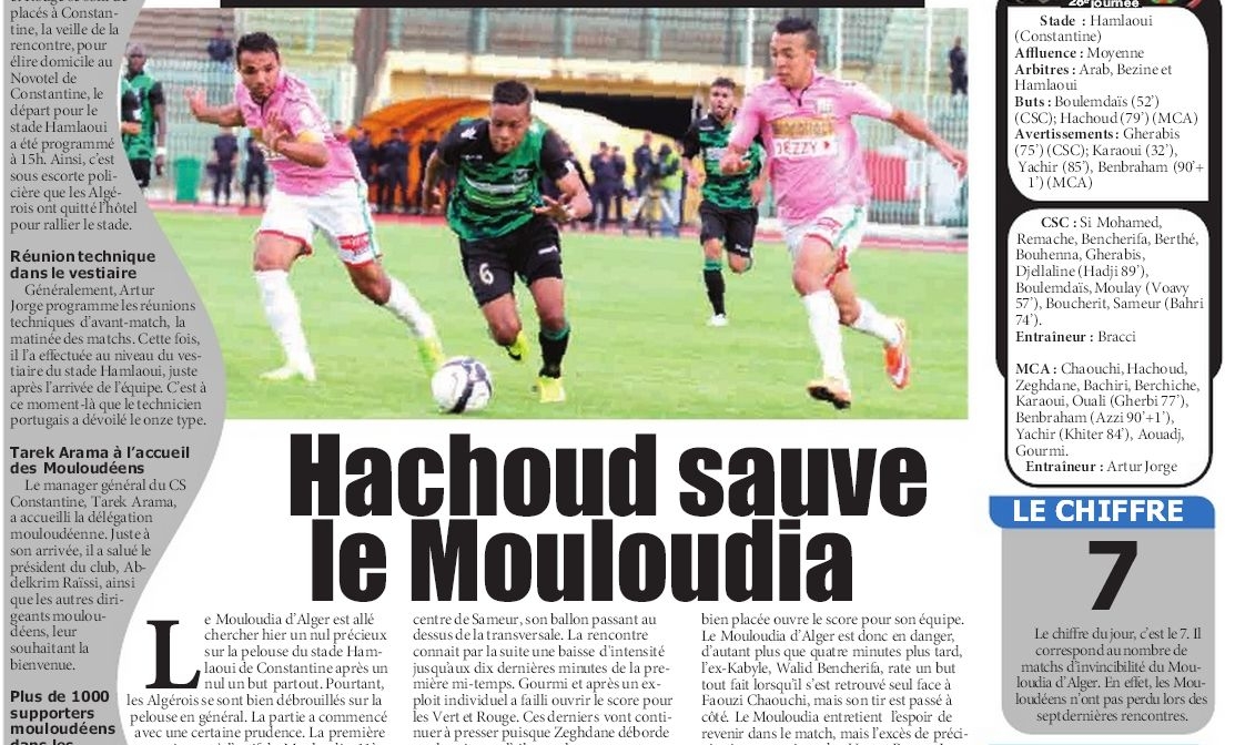 samedi 16.05.2015 à constantine CSC-MCA 1-1