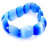 Bracelet bleu en perle de verre carrées aplaties 5€