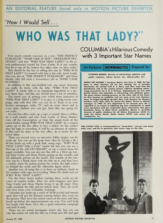 WHO WAS THAT LADY? BOX OFFICE USA 1960 
