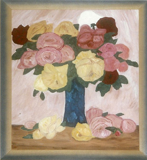 peinture à l'huile  bouquet de roses 
