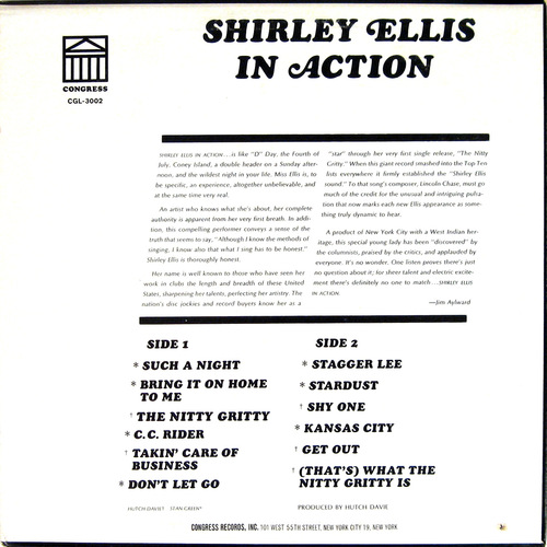 Shirley Ellis : Album " In Action " Congress Records CGL-3002 [ US ]