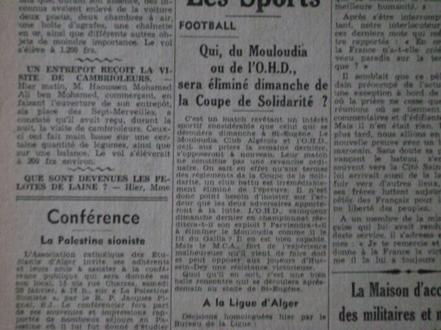 21.1.1940 Demi  finale coupe de la solidarité MCA-OHD