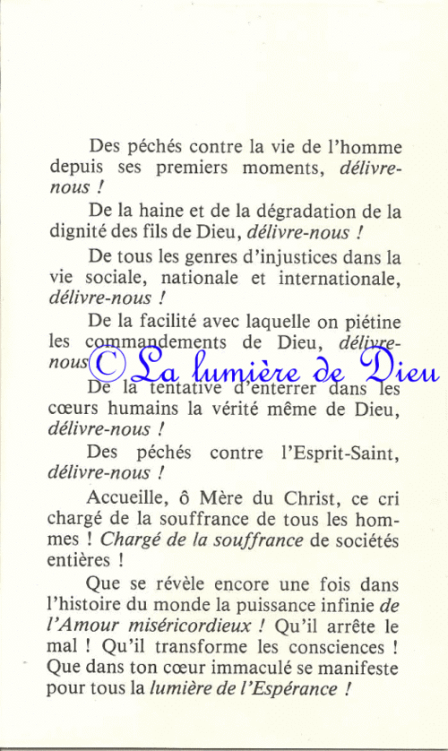 Acte d'offrande et de consécration de Jean-Paul II