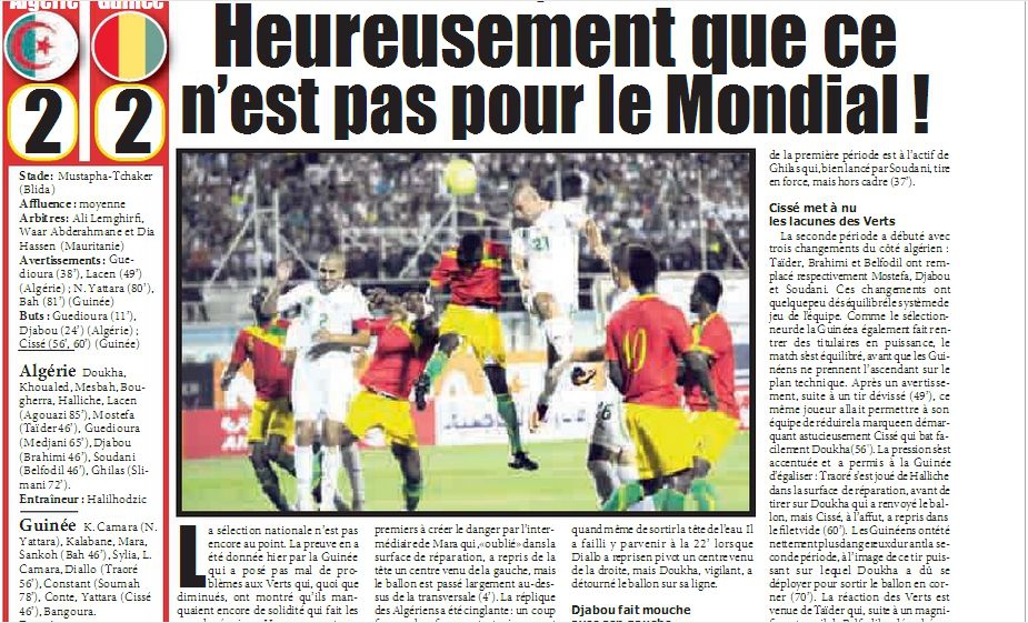 Mercredi 14.08.2013 à Blida Amicale EN-Guinée 2-2