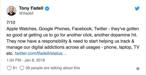 Tech Addiction, not only kids but adults by Tony Fadell 