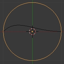 La courbe Bezier et le cercle Bezier au centre de l'écran 3D