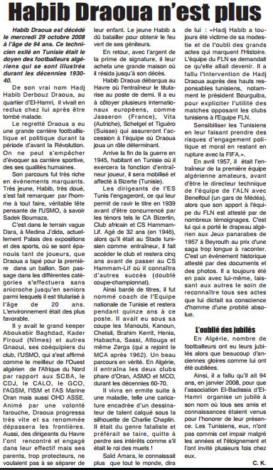 Habib Draoua est décédé le mercredi 29 octobre 2008