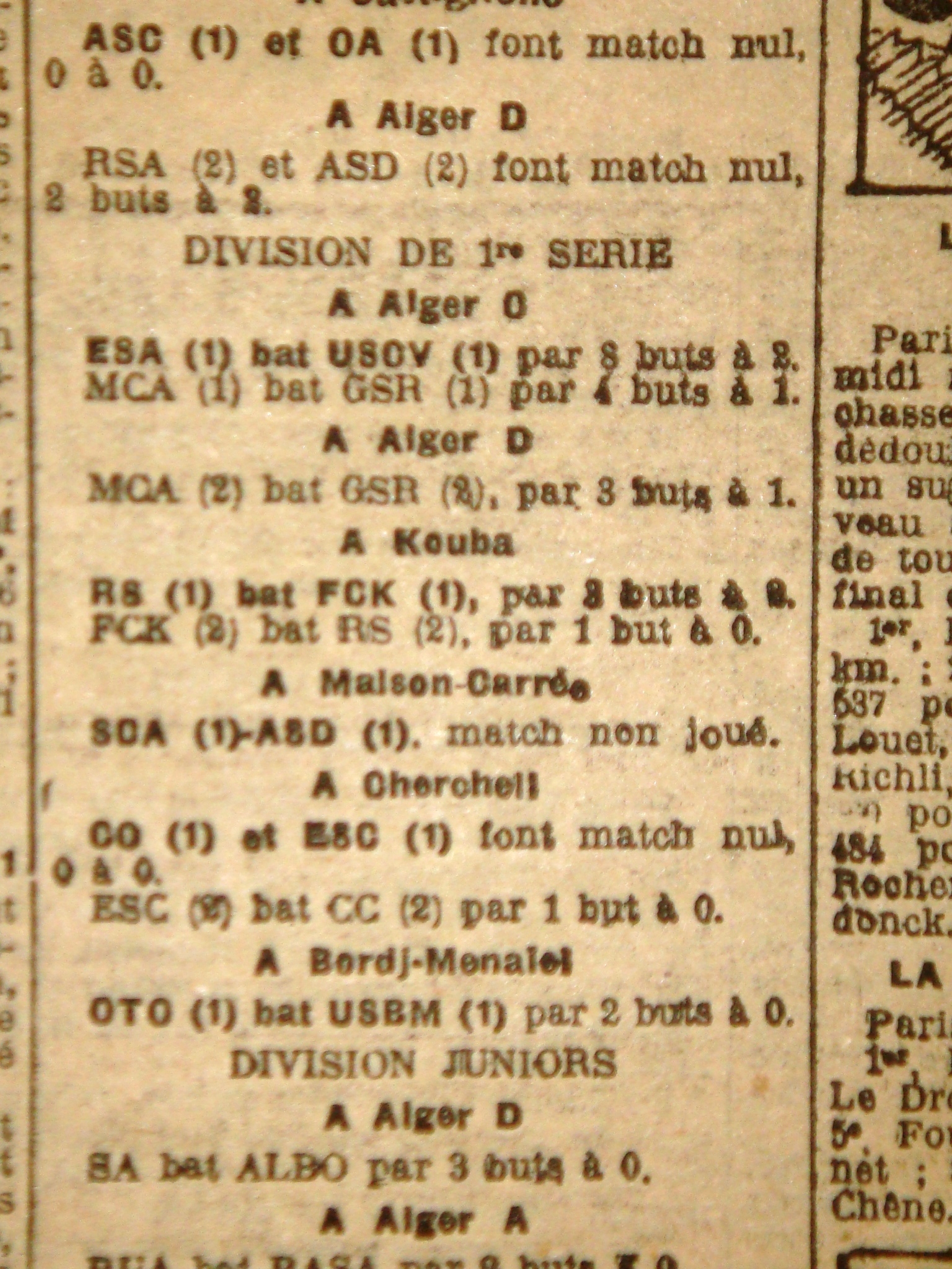 Dimanche 24.3.1929 à Alger champs de manœuvre GSR (Groupement Sportif de la Redoute)-MCA 1-4