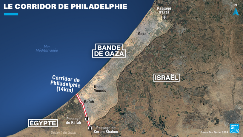 Carte de la bande de Gaza.