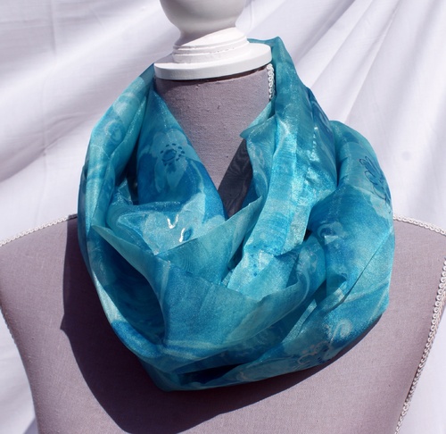 Echarpe tube en polyester en camaïeu de turquoises