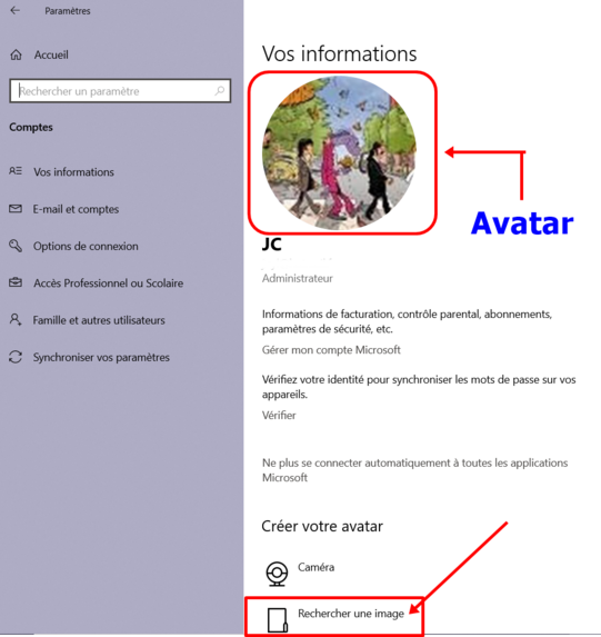 Associer un avatar à son compte utilisateur - Windows 10