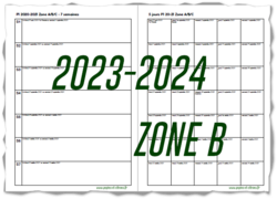 Plannings pour la zone B 2023-2024