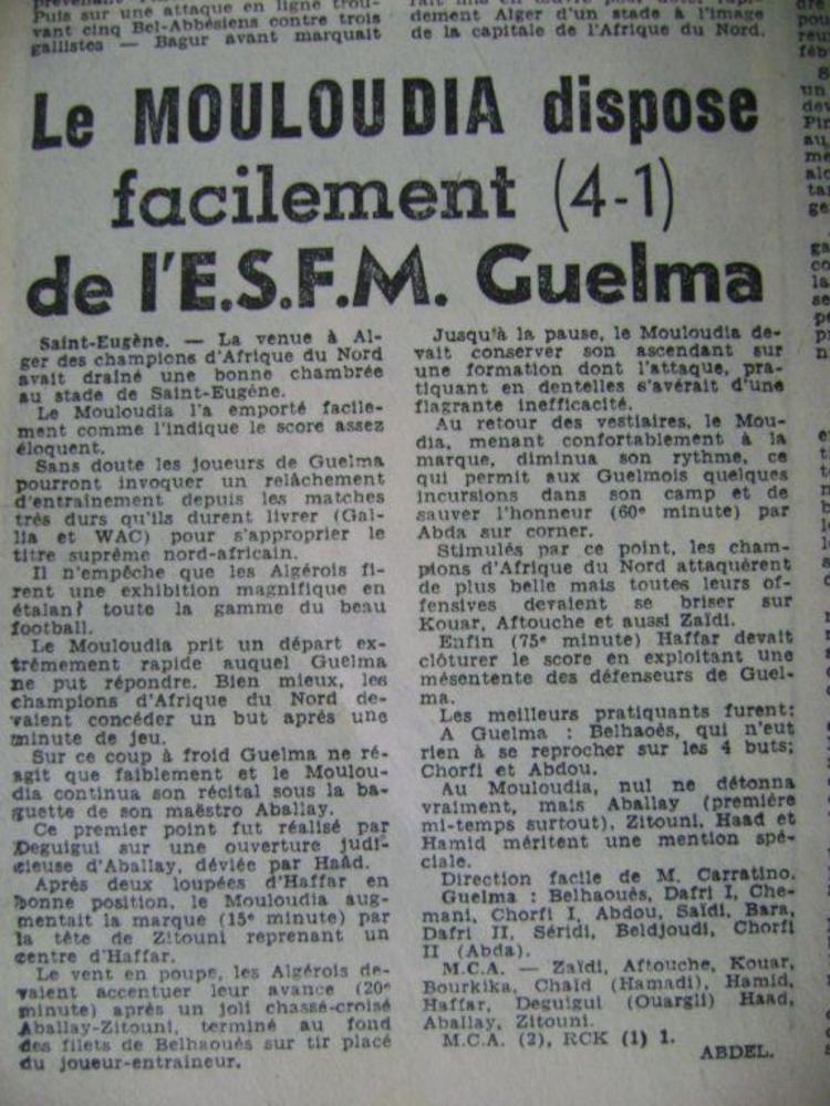 12 Juin 1955 Amical MCA-ESFM Guelma 4-1
