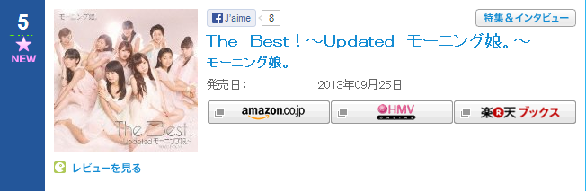 The Best! ~Updated Morning Musume~ Premier jour aux Charts Oricon!