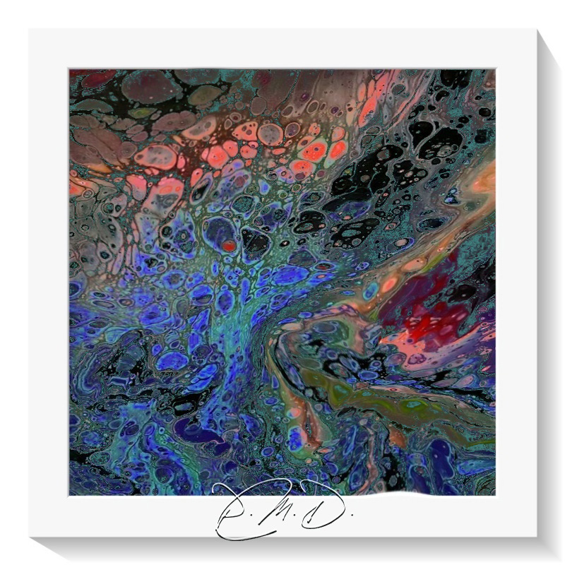 2022 C - Carton entoilé 40x40 - Pouring acrylique - ND