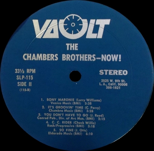 The Chambers Brothers : Album " Now !  " Vault Records SLP 115 [ US ]