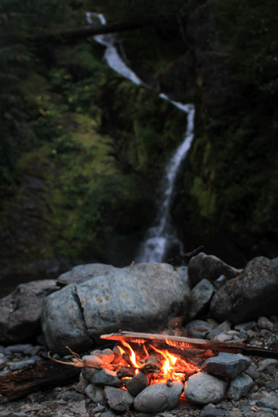 naturepunk:
“ Waterfall and Campfire. Opal Creek Wilderness, Mt. Hood National Forest, Oregon. Images and GIF created by NaturePunk.
”