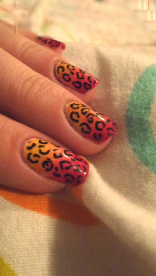 Nail Art guépard et dégradé :)