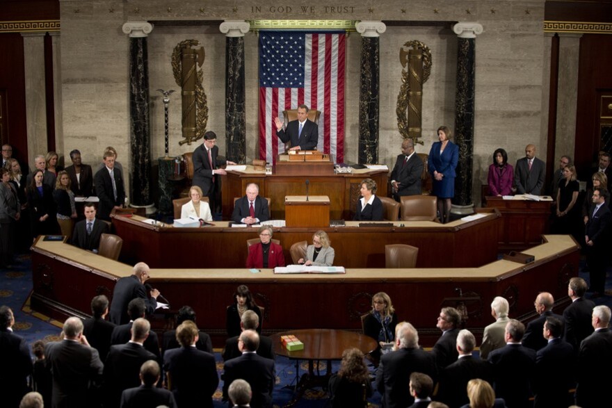 La Chambre des représentants, aux États-Unis. (Illustration)