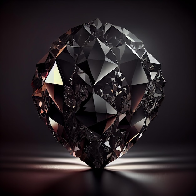Gemme De Diamant Noir Brillant Isolé Sur Fond Noir Pierre Minérale  Précieuse Naturelle Illustr Artistique | Photo Premium