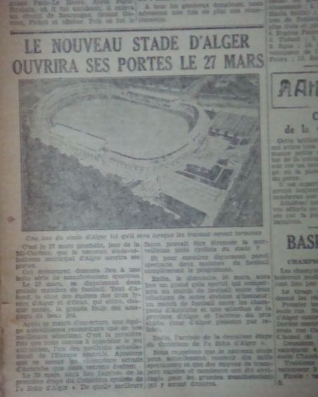 27.3.1930 l\'ouverture du nouveau stade municipal d\'alger