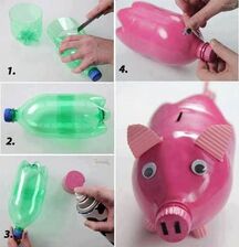 Pig #craft for #kids made by #upcycling a used plastic bottle