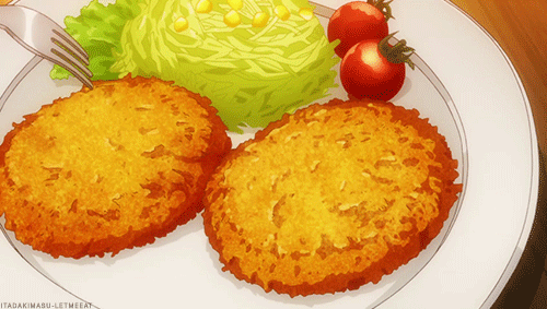 Anime Food GIFS — Croquettes.. Hmm.