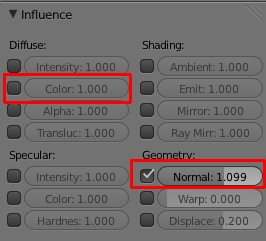 Cliquer sur Normal dans le panneau Influence