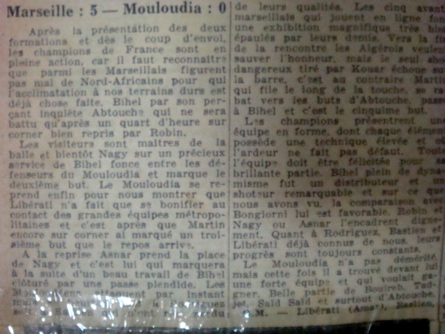 Samedi 12 juin 1948 MCA-Olympique Marseille 0-5