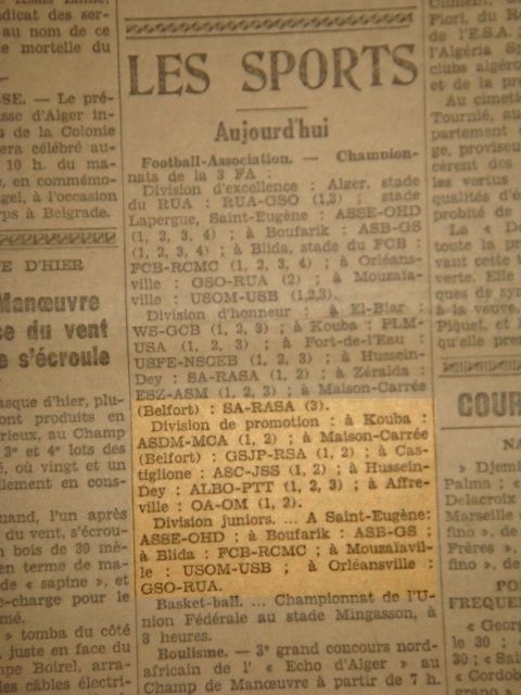 Dimanche 6.10.1929 à Kouba ASDM (AS Deux-Magots)-MCA 1-1