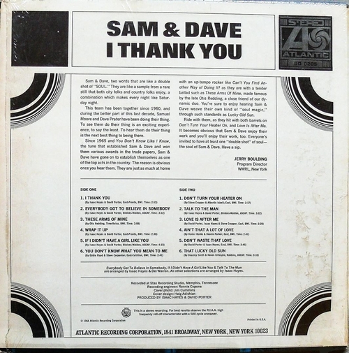 Sam & Dave : Album " I Thank You " Atlantic Records SD 8205 [ US ]