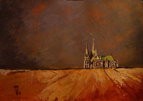 "... Chartres..."   huile sur papier