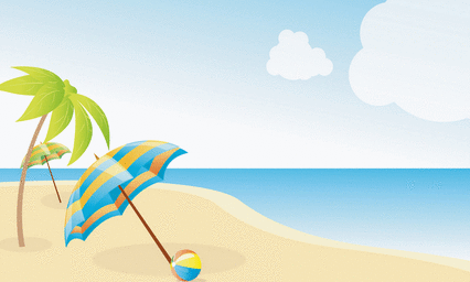 summer beach clipart - sable fin - parasol