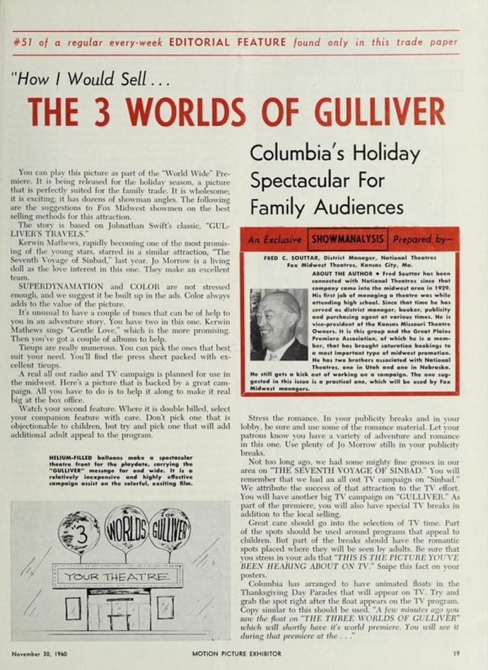 THE 3 WORLDS OF GULLIVER POSTER USA 1960