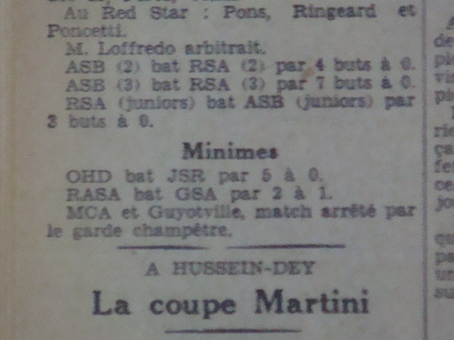 mca minimes match arrêté
