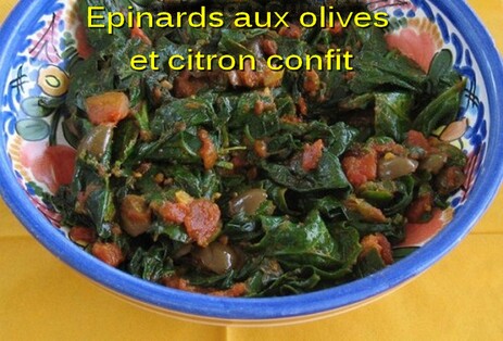 Epinards aux olives et citron confit