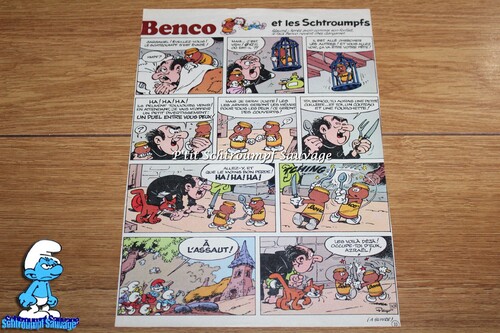 Planches de BD publicitaire "Benco et les Schtroumpfs" BENCO 1979 - série complète