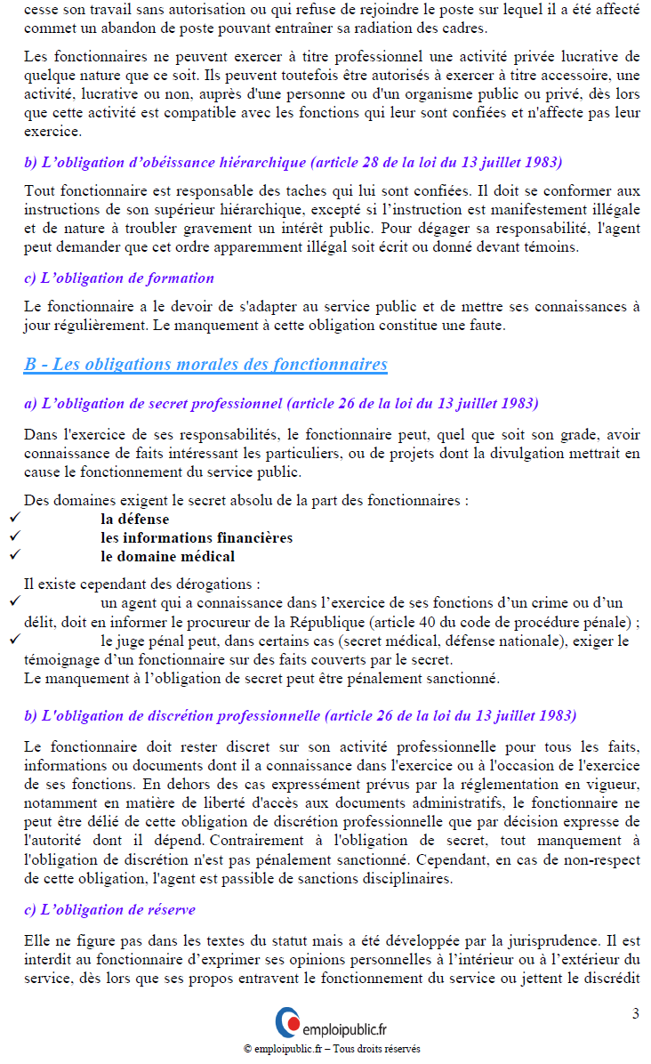 Loi Du 13 Juillet 1983 Resume La loi du 13 juillet 1983, dite loi Le Pors, détaille les droits et  obligations des fonctionnaires. - Preparer le crpe en 2017