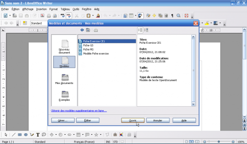 Des modèles de fiches dans LibreOffice