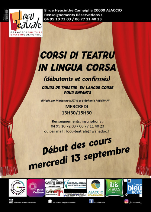 13 septembre - Cours de théâtre bilingue et/ou en langue corse