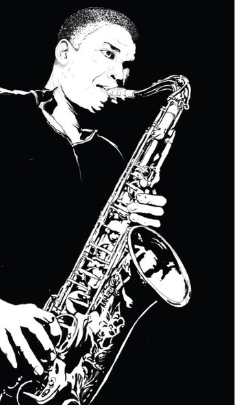 Dessin et peinture - vidéo 1584 : Le saxophoniste John Coltrane - peinture expressionniste à l'acrylique. :