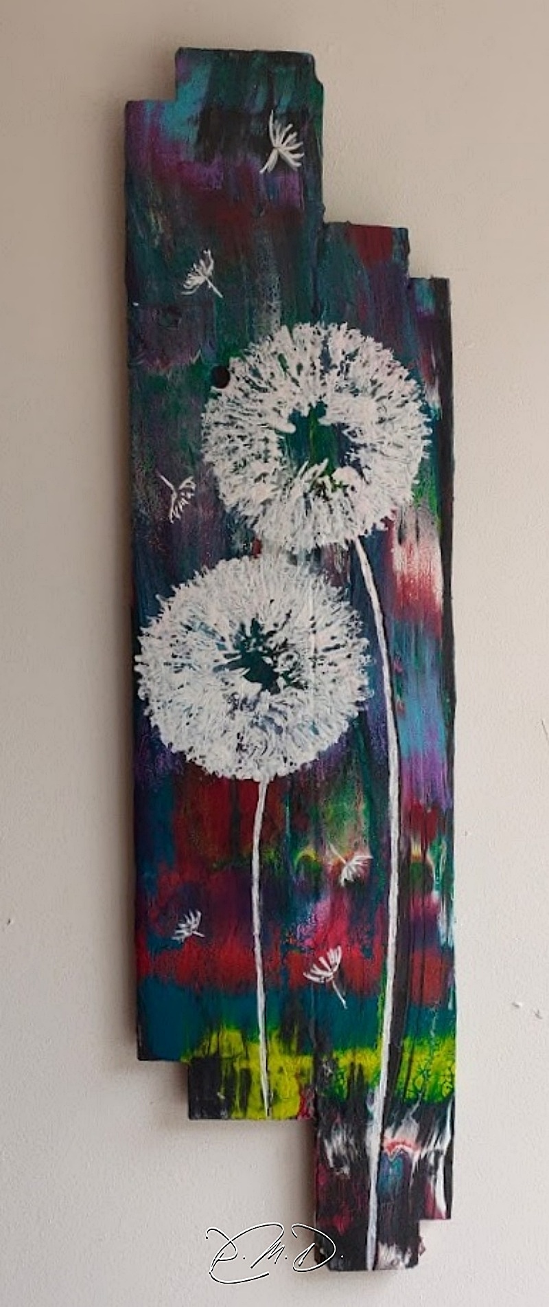 2022 - Bois 19x72 -  Pouring acrylique repeint  - CP