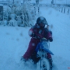 1ère sortie moto de Charlyne sous la neige.